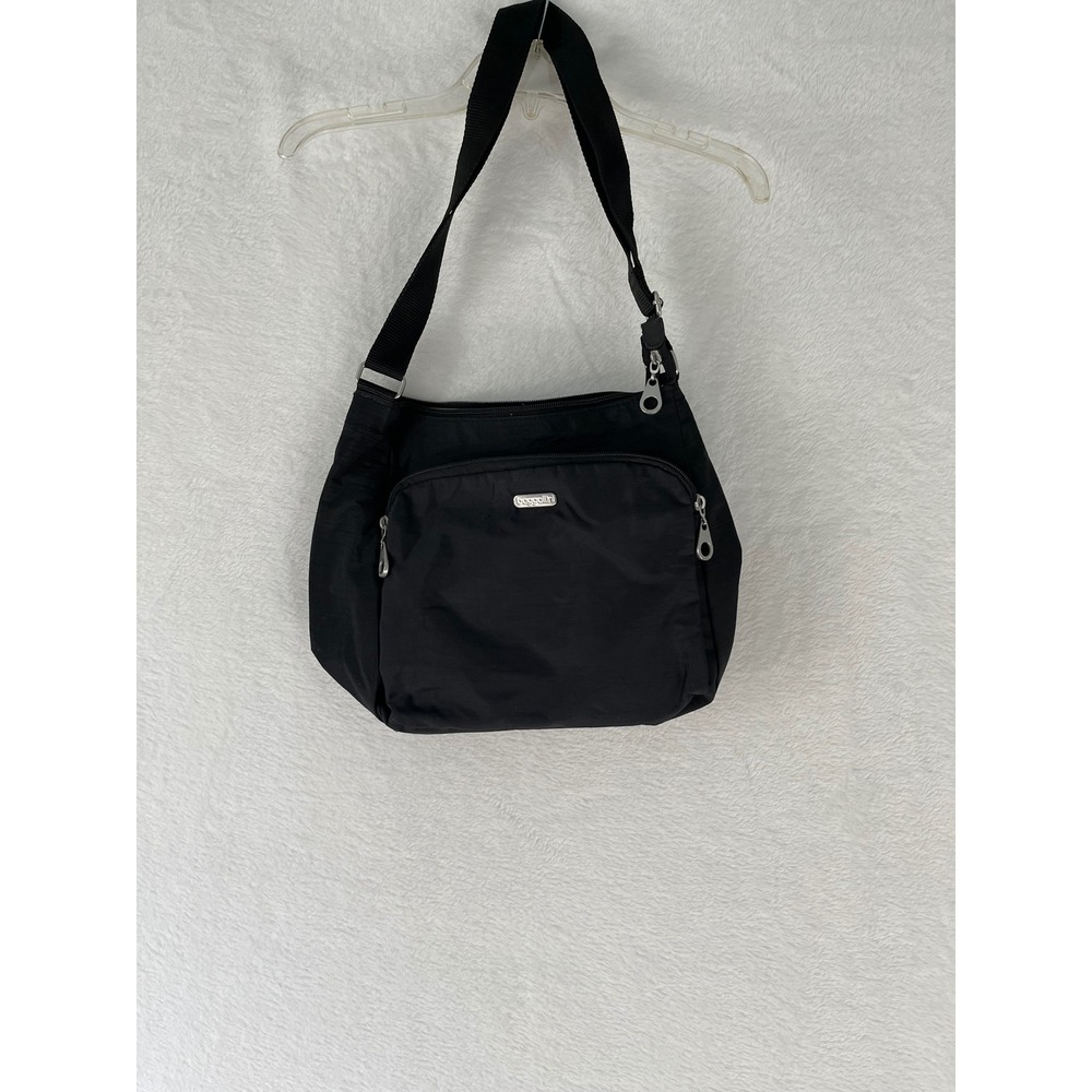 Baggallini Black Nylon Multi-Pocket Crossbody Shoulder Bag Adjustable Strap
